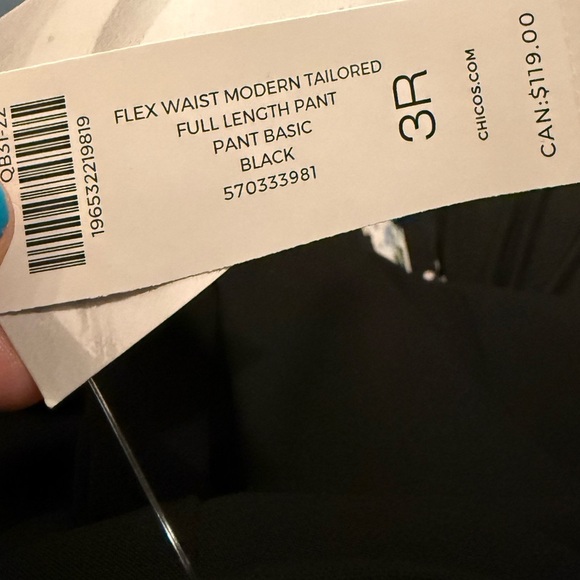 CHICO'S Flex Waist Modern Tailored Classic Trouser Pants in Black Careerwear 16R - Picture 6 of 16